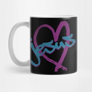 I Love Jesus Vintage 80's & 90's Purple and Blue Mug